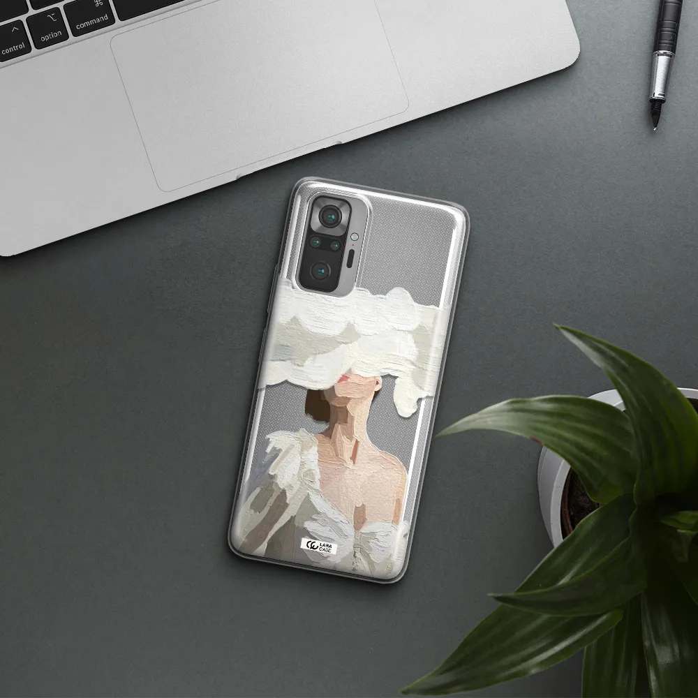a woman with a cloud covering her face Xiaomi Note 10 Pro Clear TPU Case