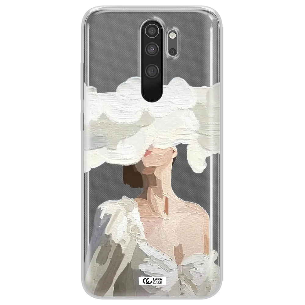 a woman with a cloud covering her face Xiaomi Note 8 Pro Clear TPU Case