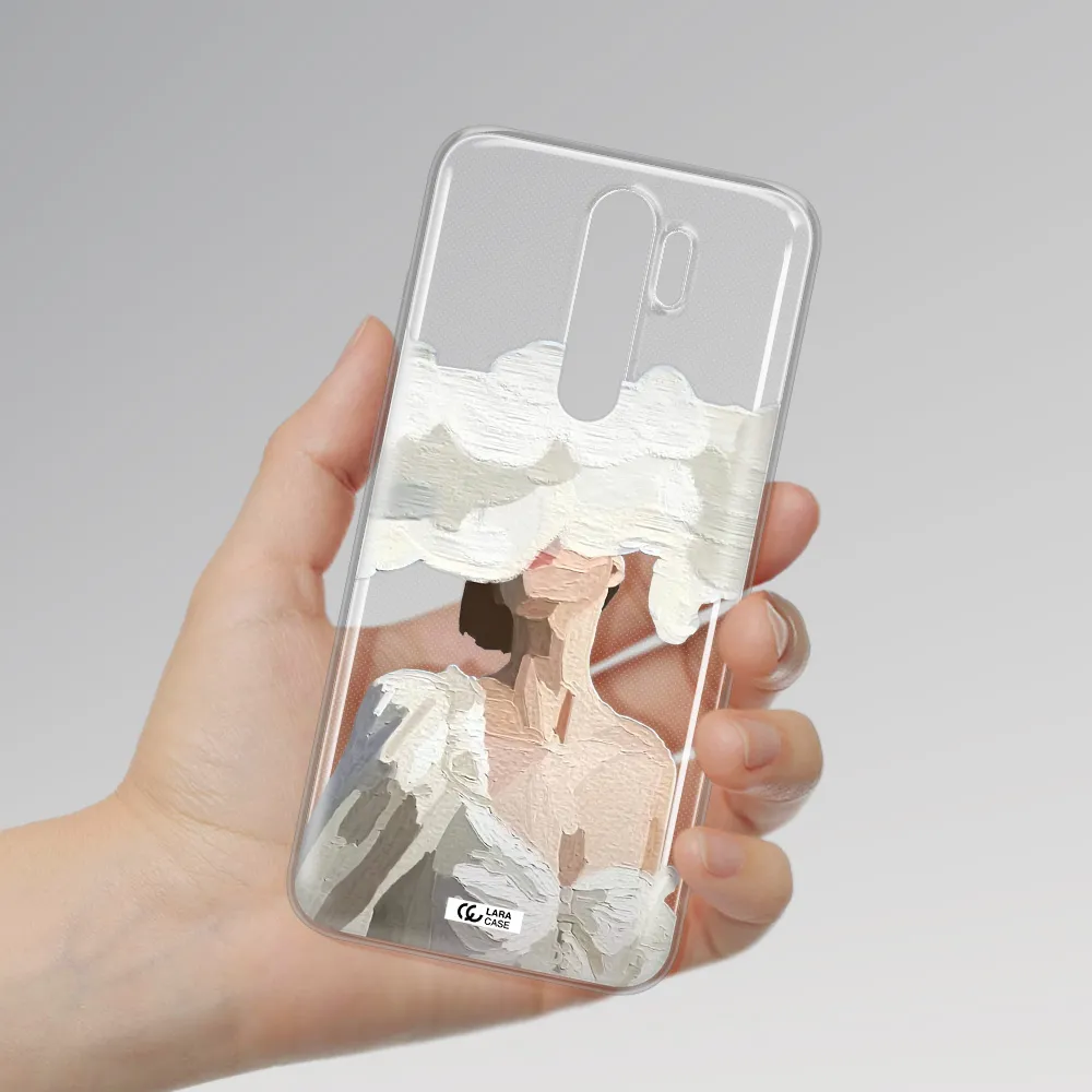 a woman with a cloud covering her face Xiaomi Note 8 Pro Clear TPU Case