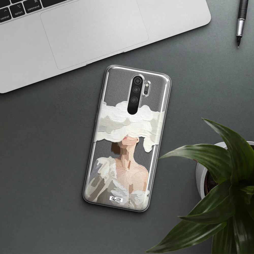 a woman with a cloud covering her face Xiaomi Note 8 Pro Clear TPU Case