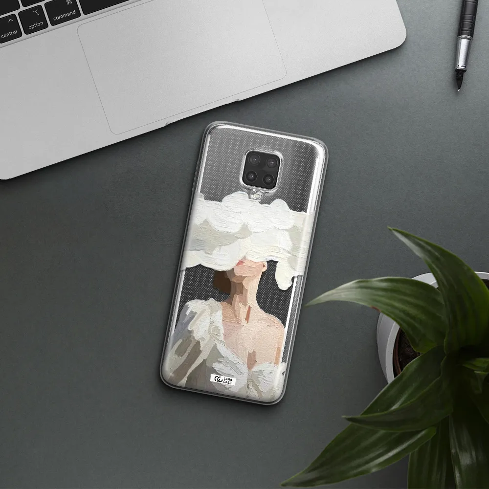 a woman with a cloud covering her face Xiaomi Note 9 Pro Clear TPU Case