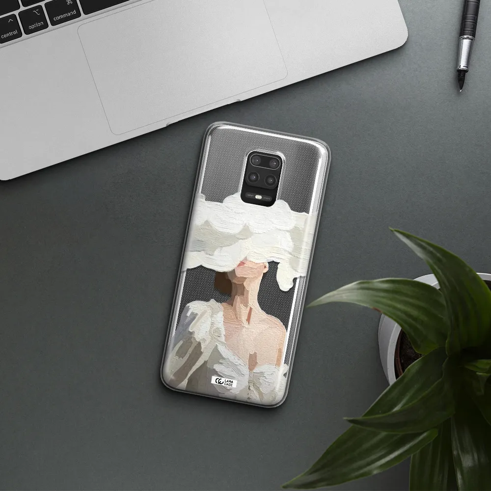 a woman with a cloud covering her face Xiaomi Note 9S Clear TPU Case