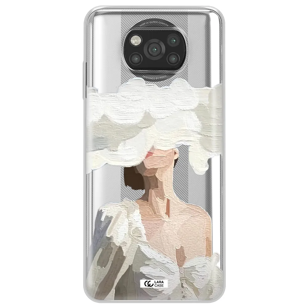 a woman with a cloud covering her face Xiaomi Poco X3 Clear TPU Case