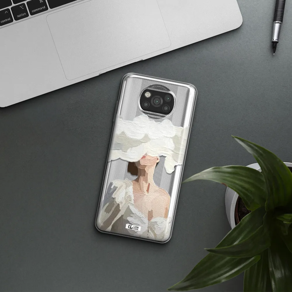a woman with a cloud covering her face Xiaomi Poco X3 Clear TPU Case