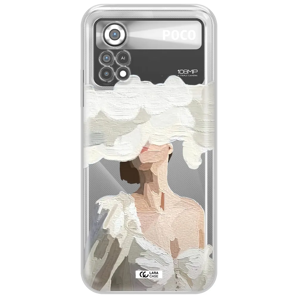 a woman with a cloud covering her face Xiaomi Poco X4 Pro Clear TPU Case