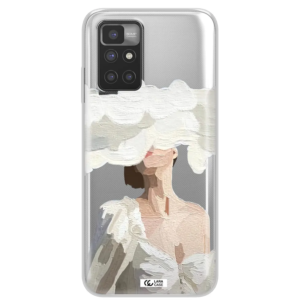 a woman with a cloud covering her face Xiaomi Redmi 10 Clear TPU Case