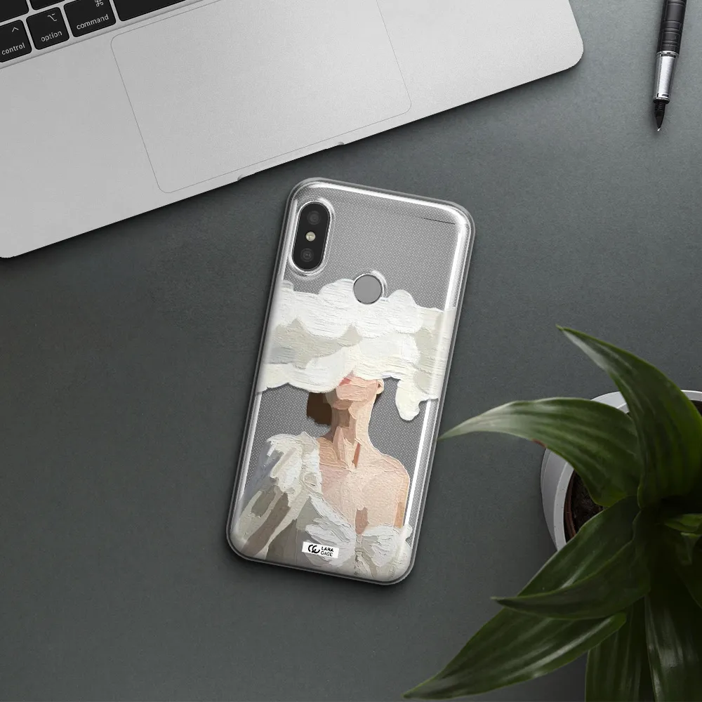 a woman with a cloud covering her face Xiaomi Redmi 6 Pro Clear TPU Case