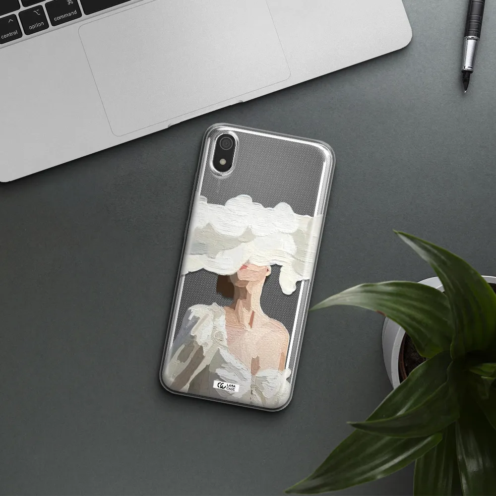 a woman with a cloud covering her face Xiaomi Redmi 7A Clear TPU Case