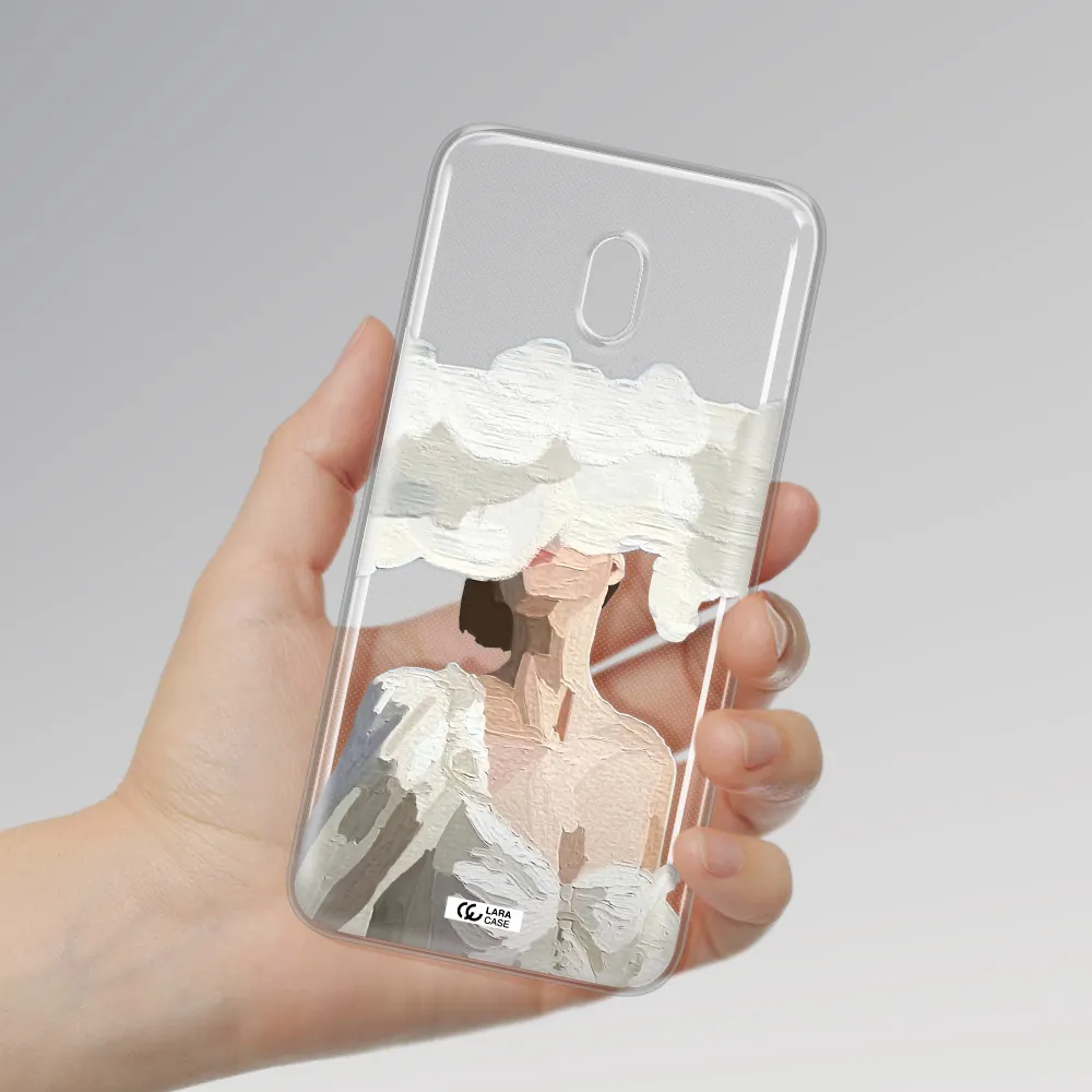 a woman with a cloud covering her face Xiaomi Redmi 8A Clear TPU Case