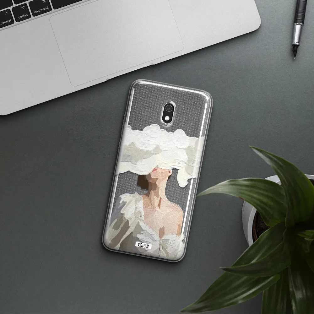 a woman with a cloud covering her face Xiaomi Redmi 8A Clear TPU Case