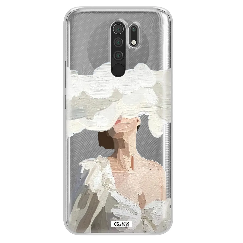 a woman with a cloud covering her face Xiaomi Redmi 9 Clear TPU Case