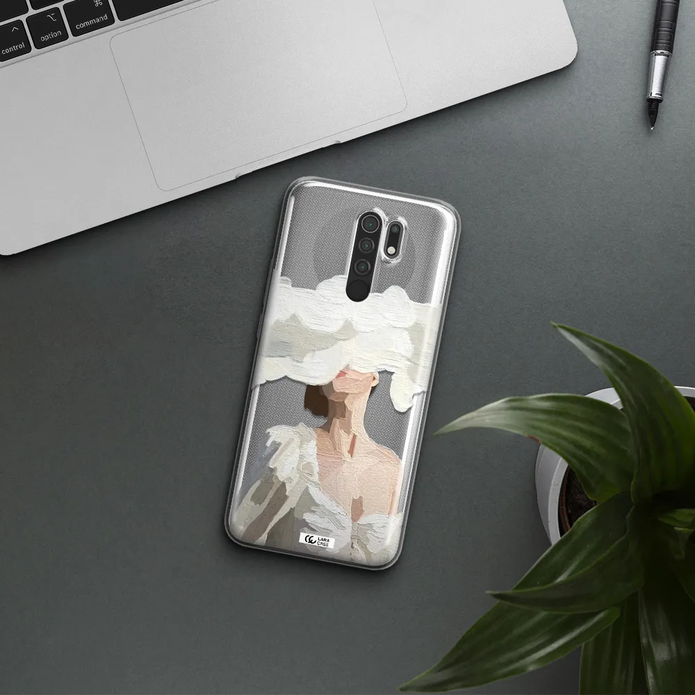 a woman with a cloud covering her face Xiaomi Redmi 9 Clear TPU Case