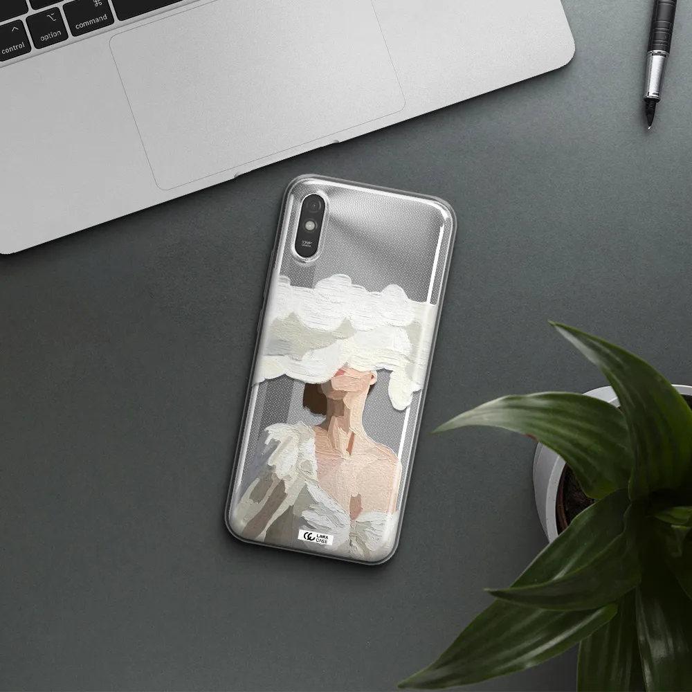 a woman with a cloud covering her face Xiaomi Redmi 9A Clear TPU Case