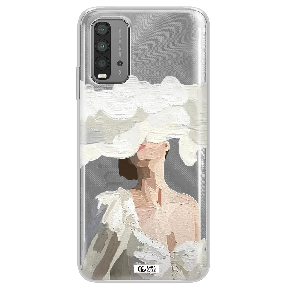 a woman with a cloud covering her face Xiaomi Redmi 9T Clear TPU Case