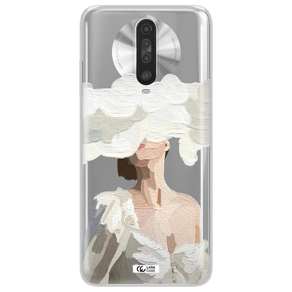 a woman with a cloud covering her face Xiaomi Redmi K30 Clear TPU Case