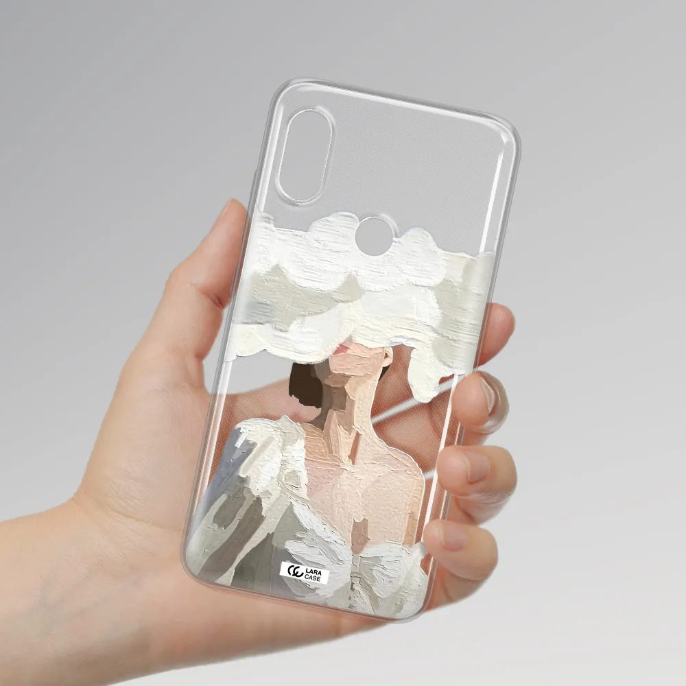 a woman with a cloud covering her face Xiaomi Redmi Note 6 Pro Clear TPU Case