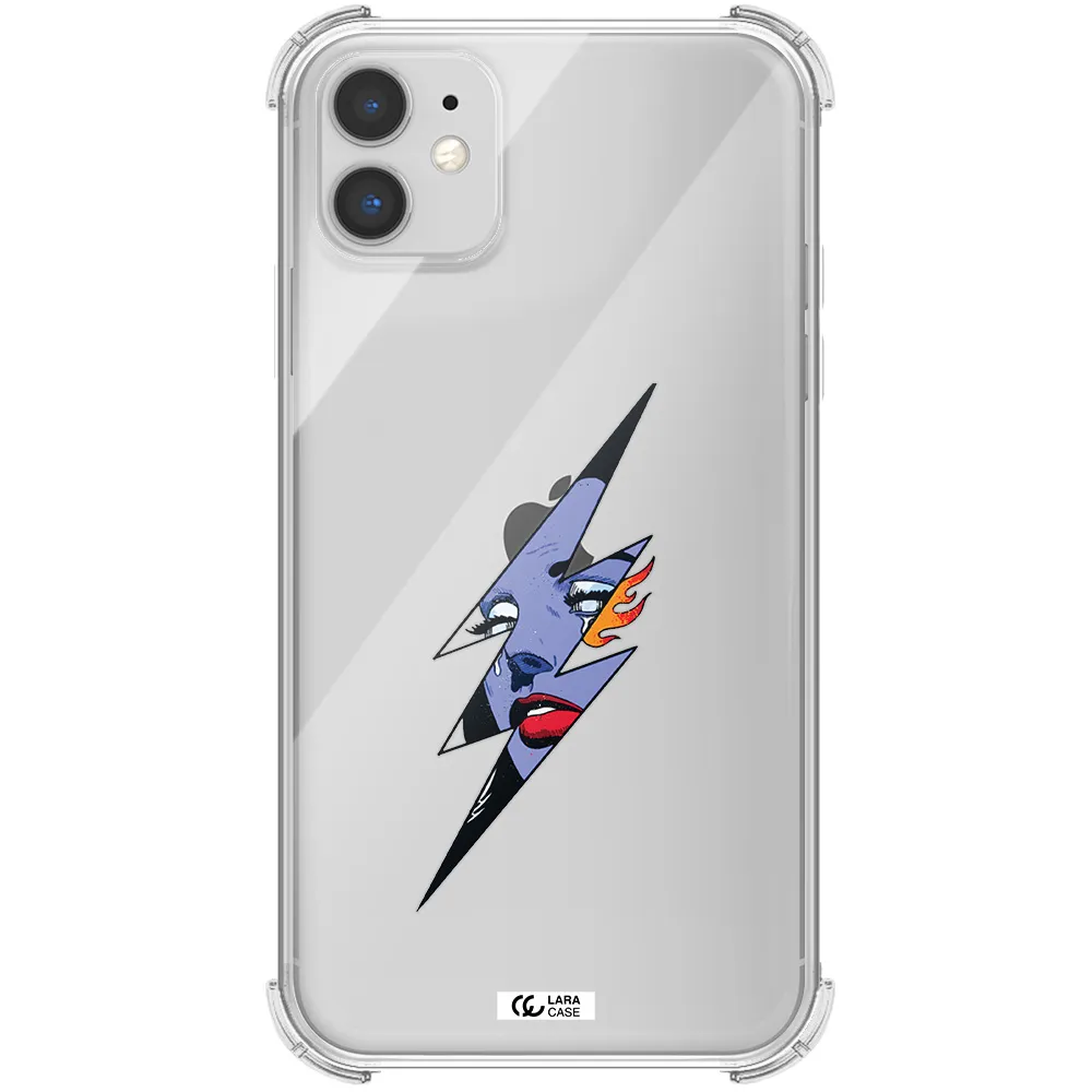 a lightning bolt with a woman's face Apple iPhone 11 Clear PC Case