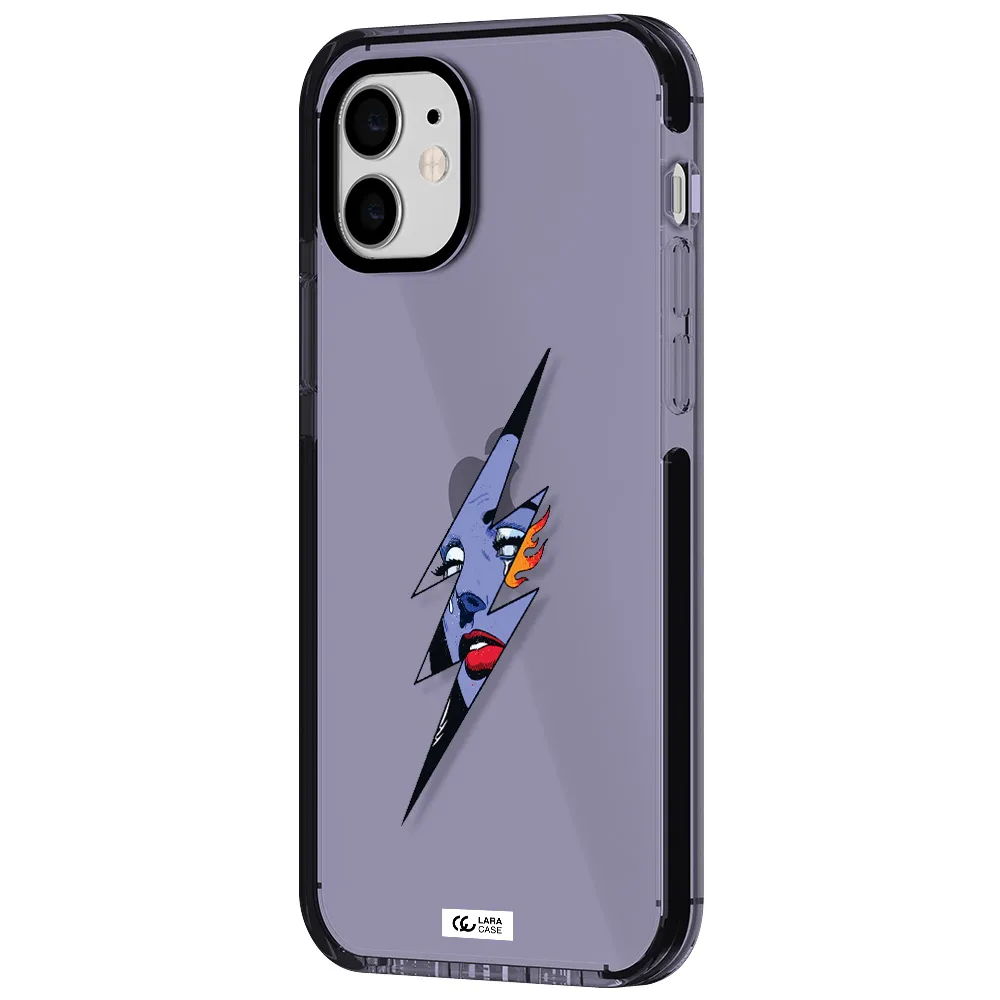 a lightning bolt with a woman's face Apple iPhone 11 impact Lilac Case