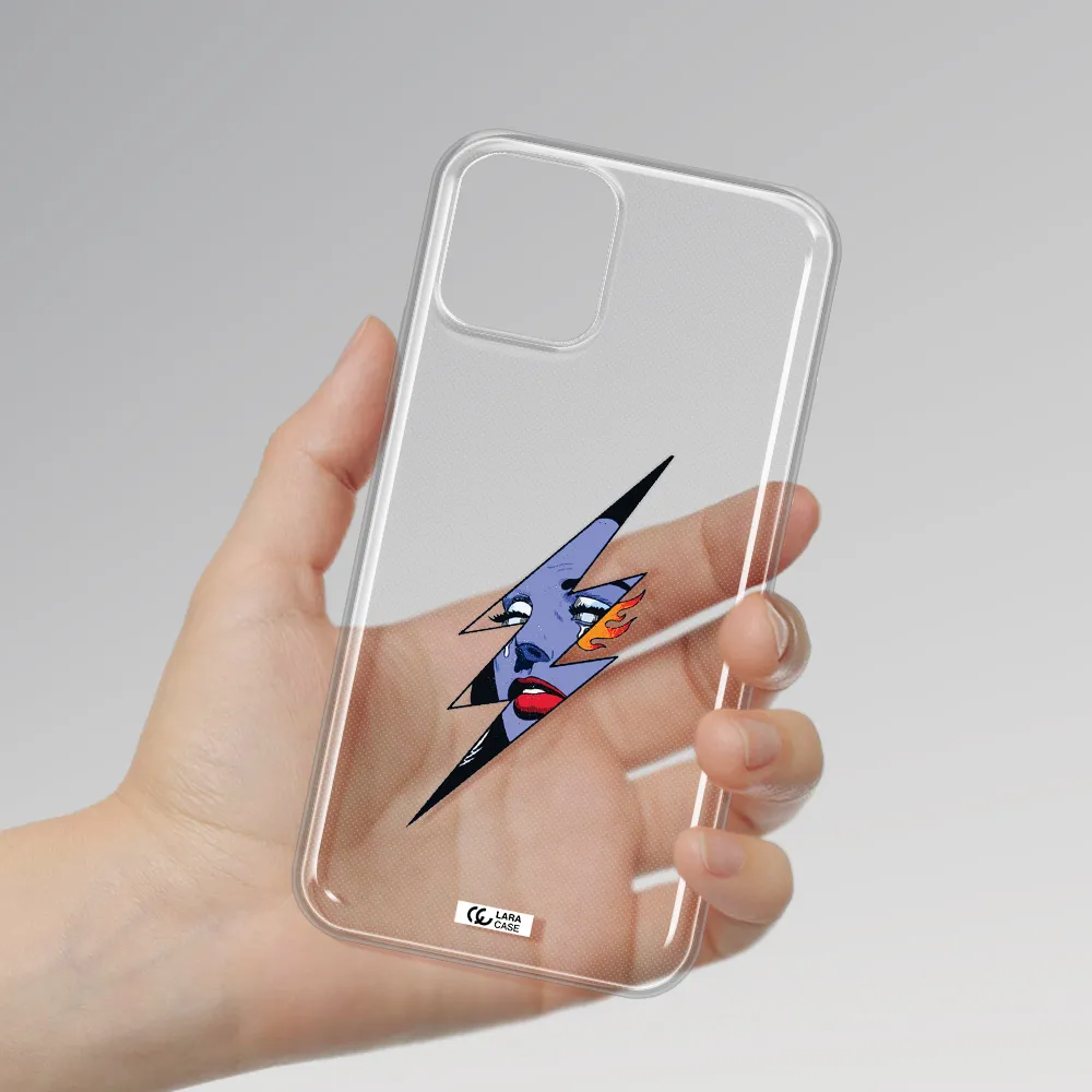 a lightning bolt with a woman's face Apple iPhone 11 pro Clear TPU Case