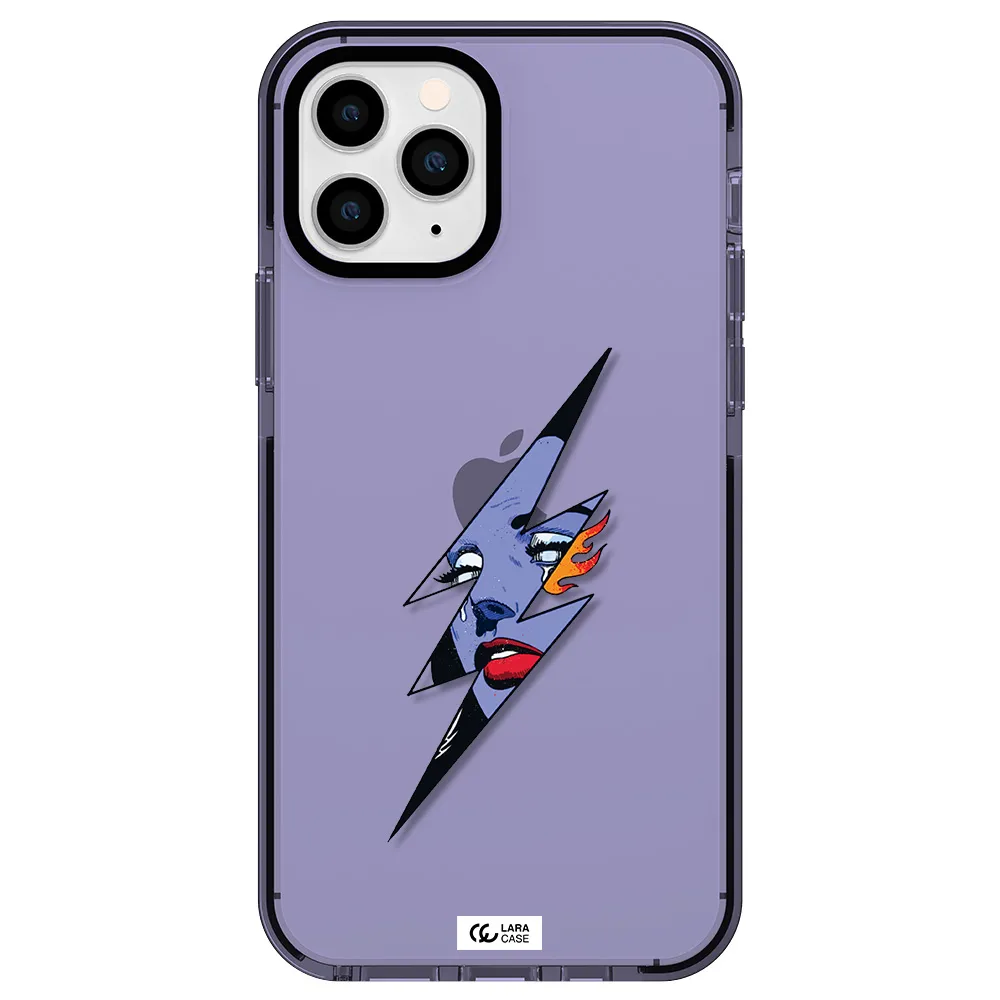 a lightning bolt with a woman's face Apple iPhone 11 pro max impact Lilac Case