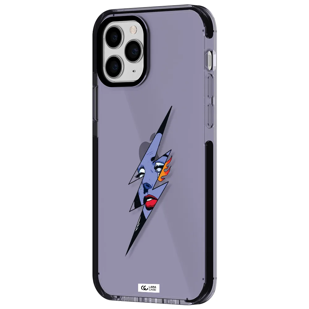 a lightning bolt with a woman's face Apple iPhone 11 pro max impact Lilac Case