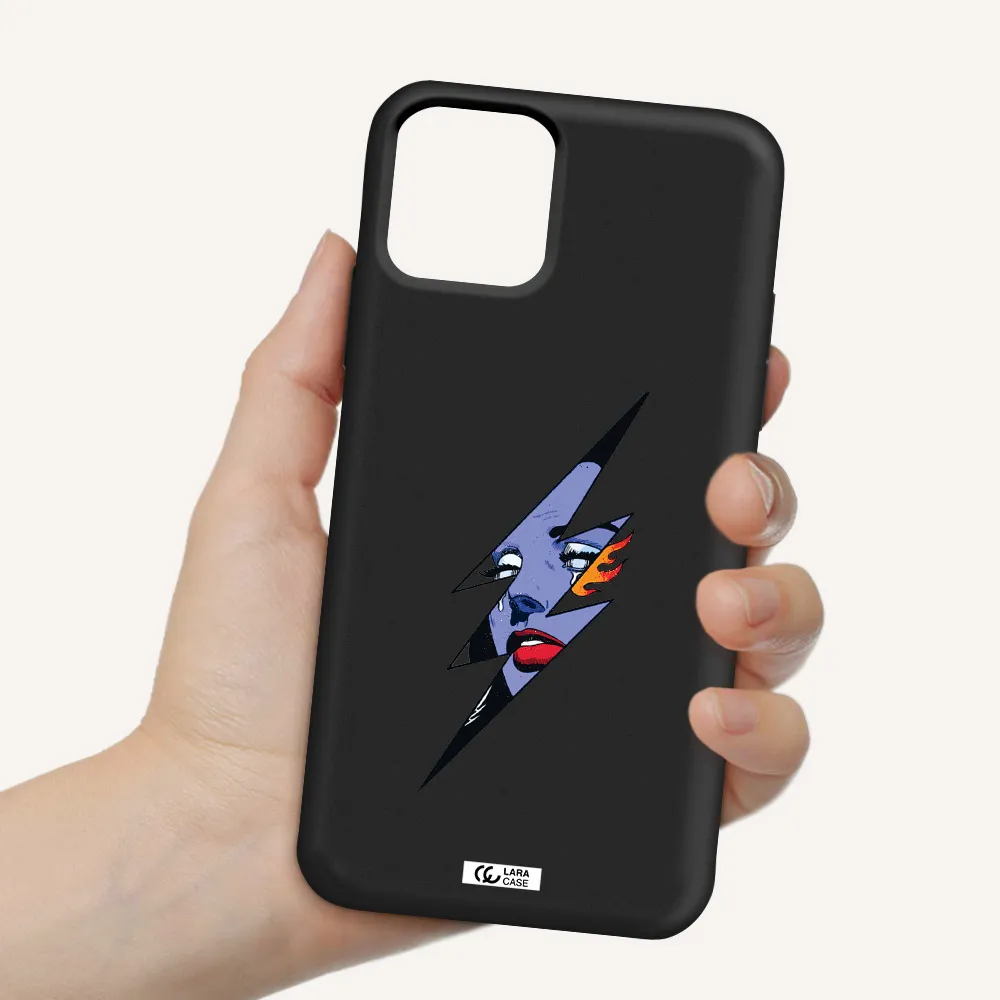 a lightning bolt with a woman's face Apple iPhone 11 pro Silicone black Case