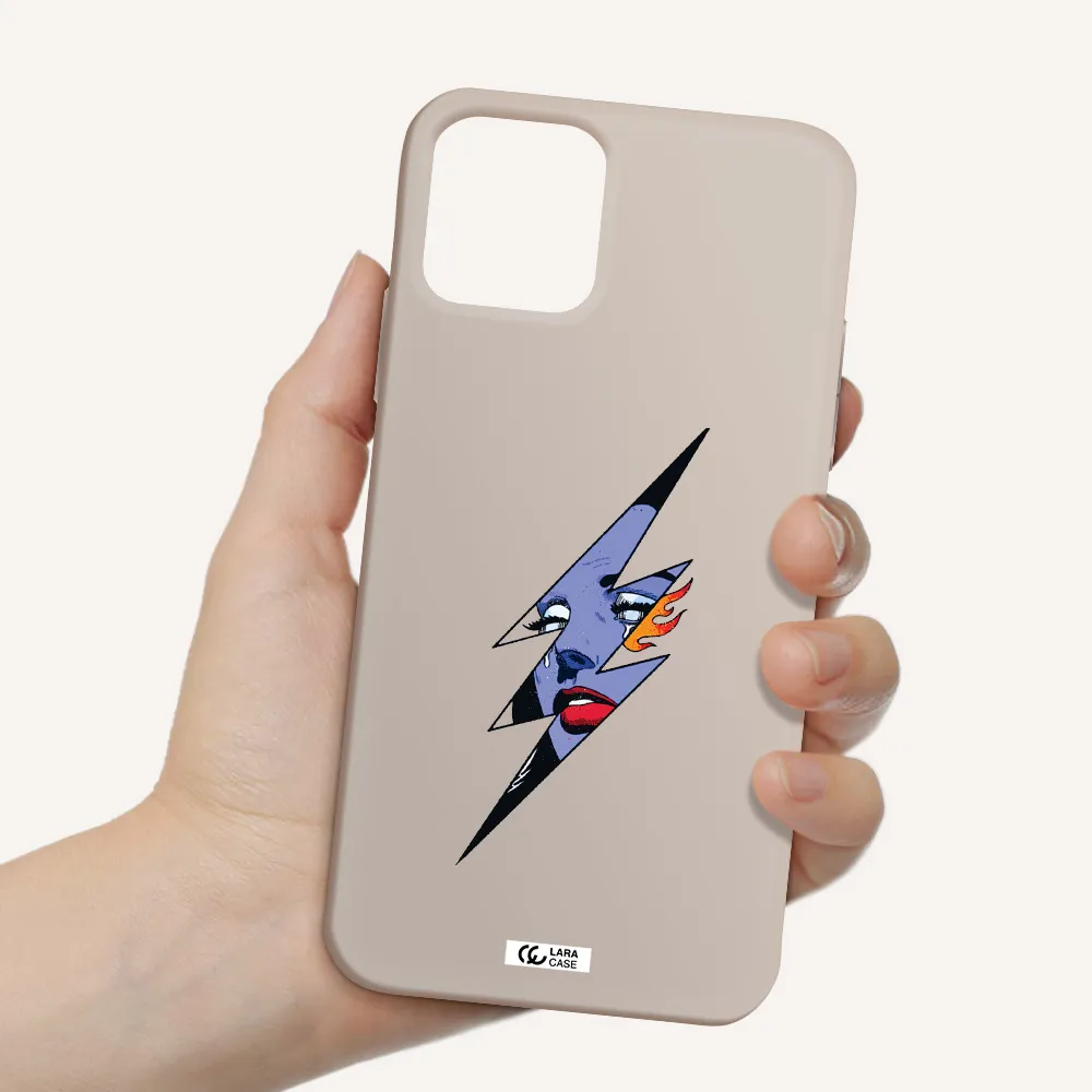 a lightning bolt with a woman's face Apple iPhone 11 pro Silicone Stone Case