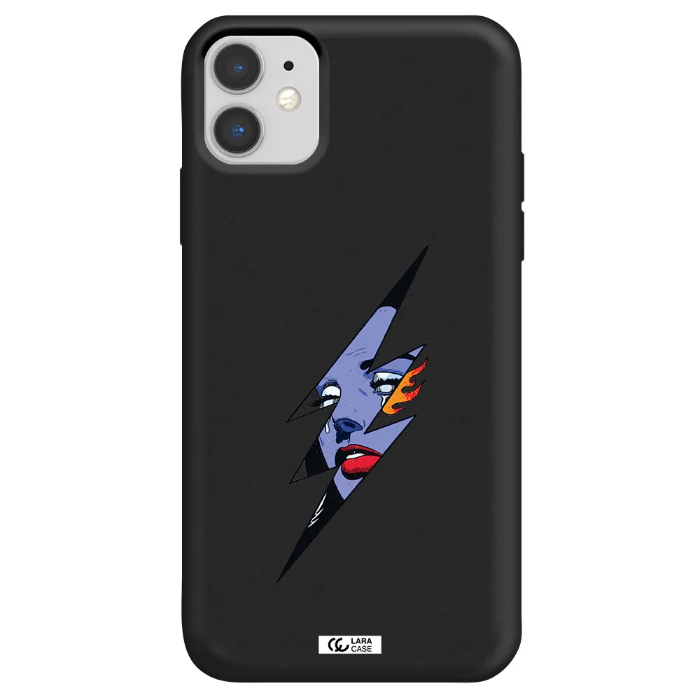 a lightning bolt with a woman's face Apple iPhone 11 Silicone black Case