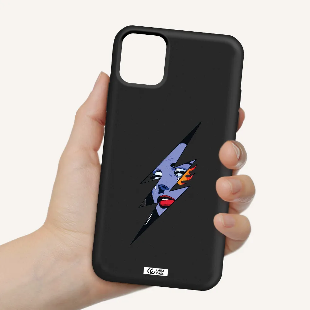 a lightning bolt with a woman's face Apple iPhone 11 Silicone black Case