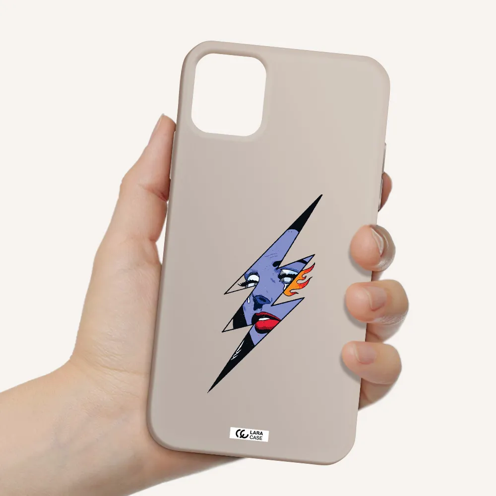 a lightning bolt with a woman's face Apple iPhone 11 Silicone Stone Case