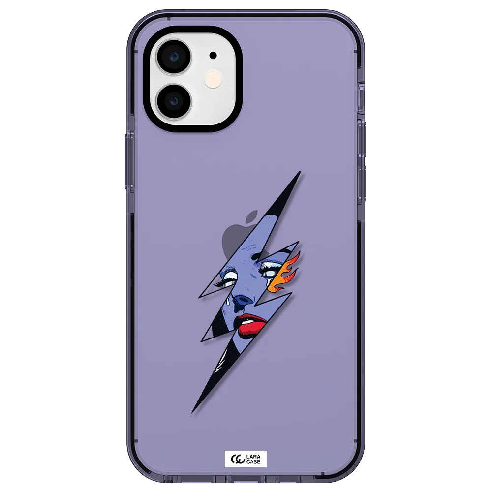 a lightning bolt with a woman's face Apple iPhone 12 impact Lilac Case
