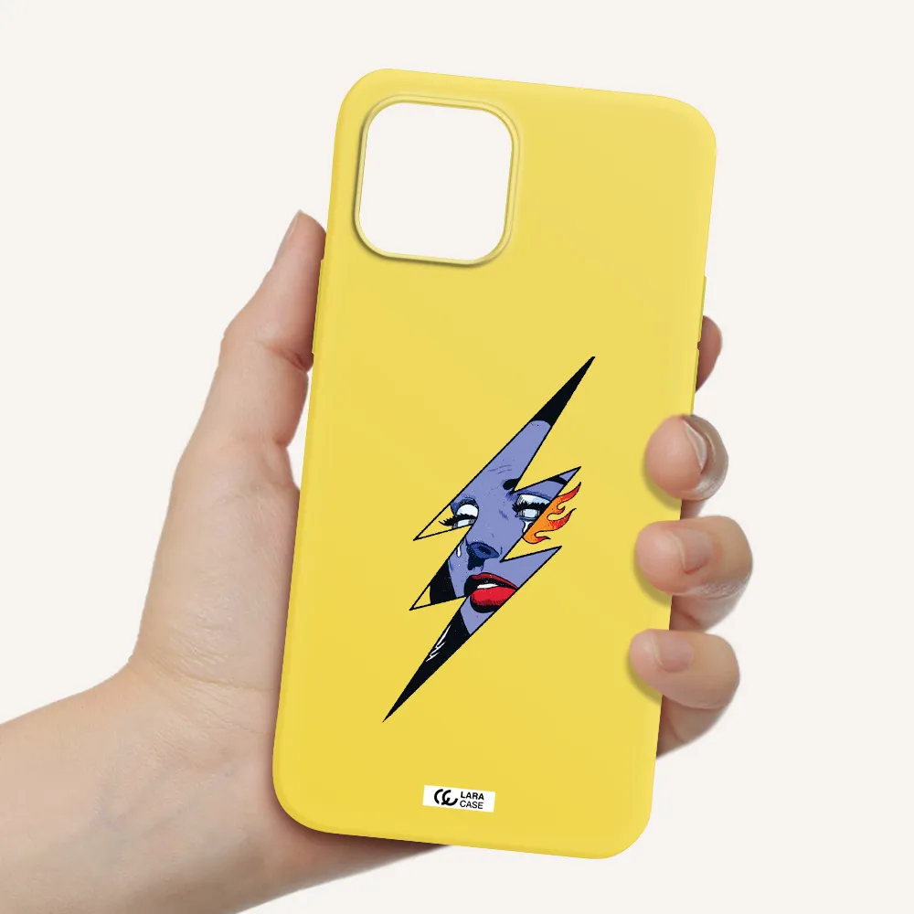 a lightning bolt with a woman's face Apple iPhone 12 mini Silicone canary yellow Case