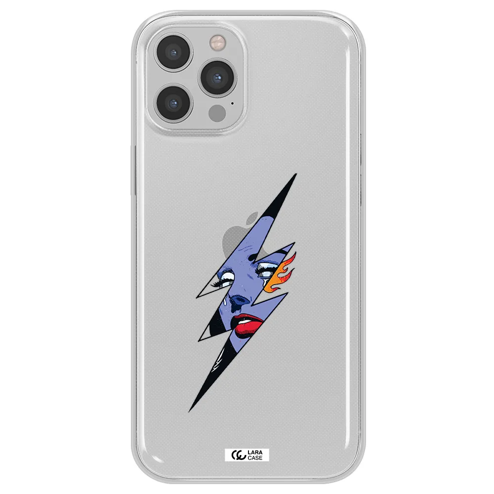 a lightning bolt with a woman's face Apple iPhone 12 pro Clear TPU Case