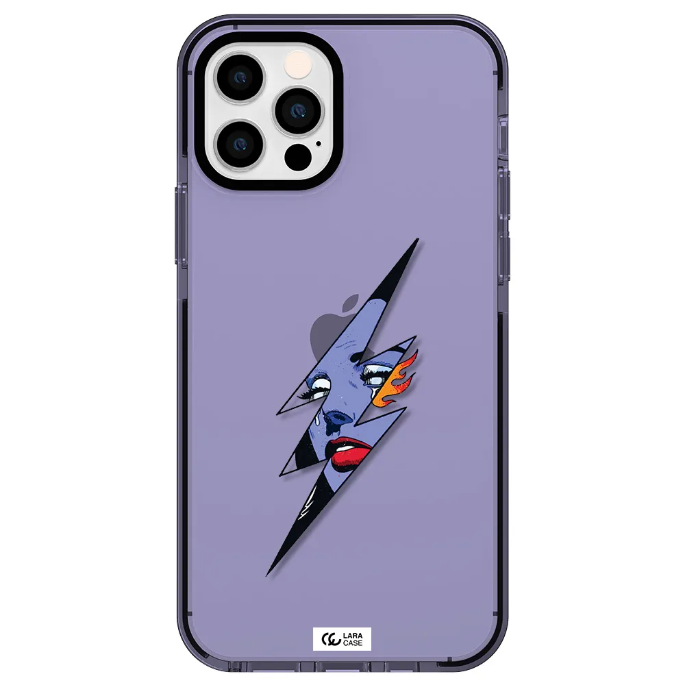 a lightning bolt with a woman's face Apple iPhone 12 pro impact Lilac Case