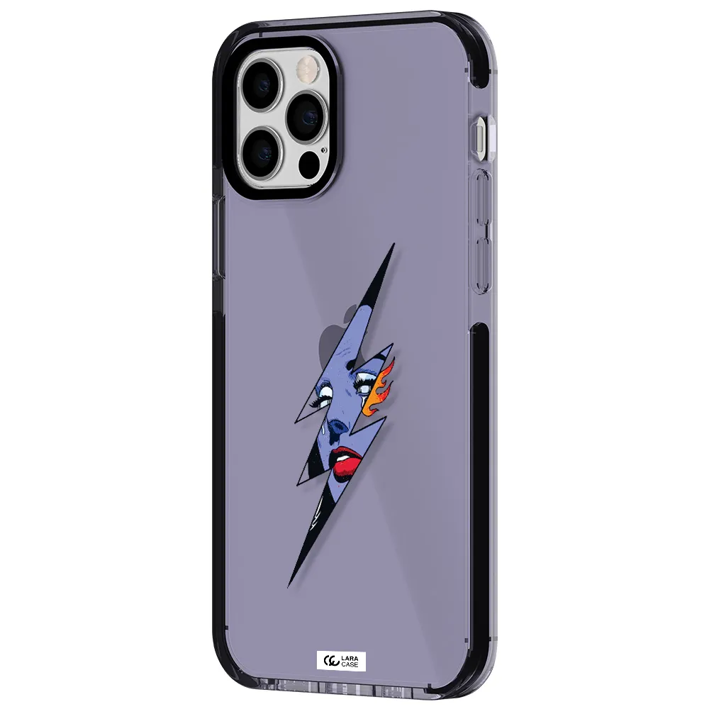 a lightning bolt with a woman's face Apple iPhone 12 pro impact Lilac Case