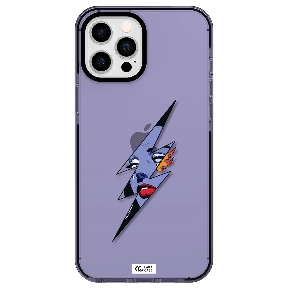 a lightning bolt with a woman's face Apple iPhone 12 pro max impact Lilac Case