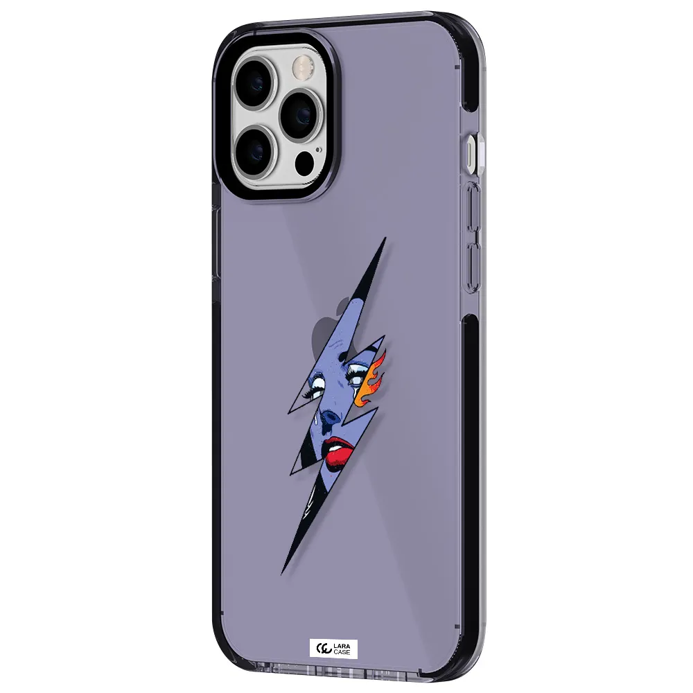 a lightning bolt with a woman's face Apple iPhone 12 pro max impact Lilac Case