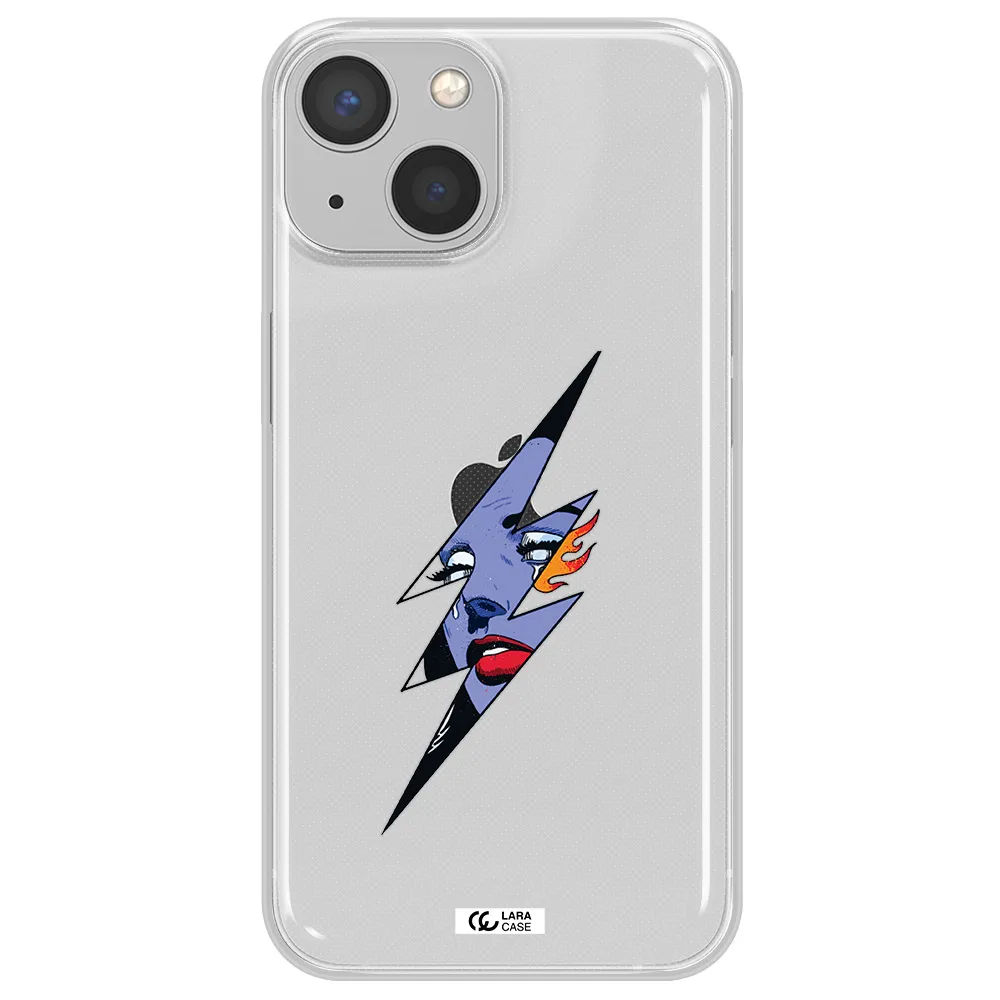 a lightning bolt with a woman's face Apple iPhone 13 Clear TPU Case