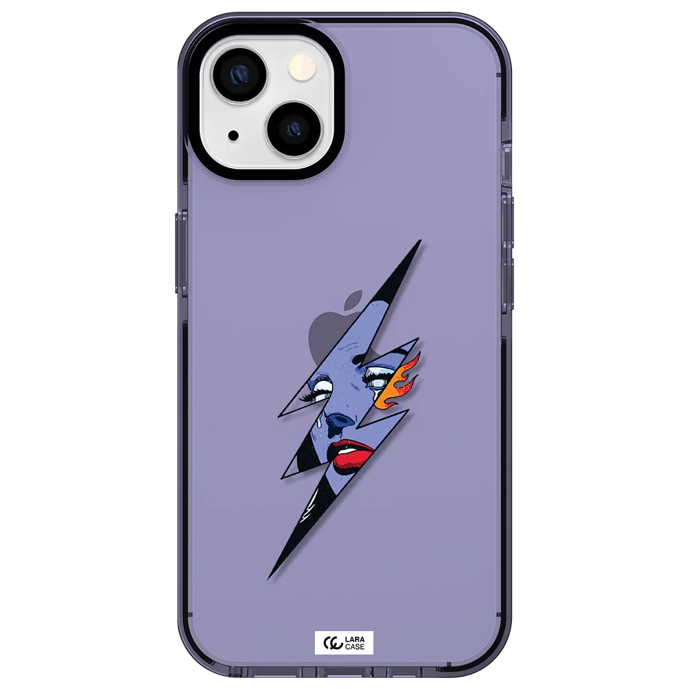 a lightning bolt with a woman's face Apple iPhone 13 impact Lilac Case