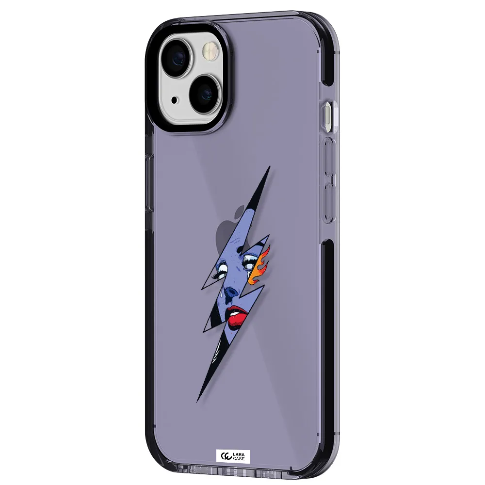 a lightning bolt with a woman's face Apple iPhone 13 impact Lilac Case