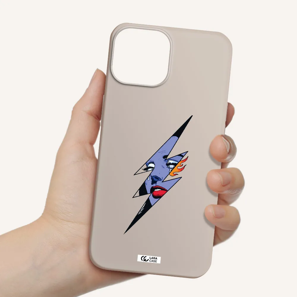 a lightning bolt with a woman's face Apple iPhone 13 mini Silicone Stone Case