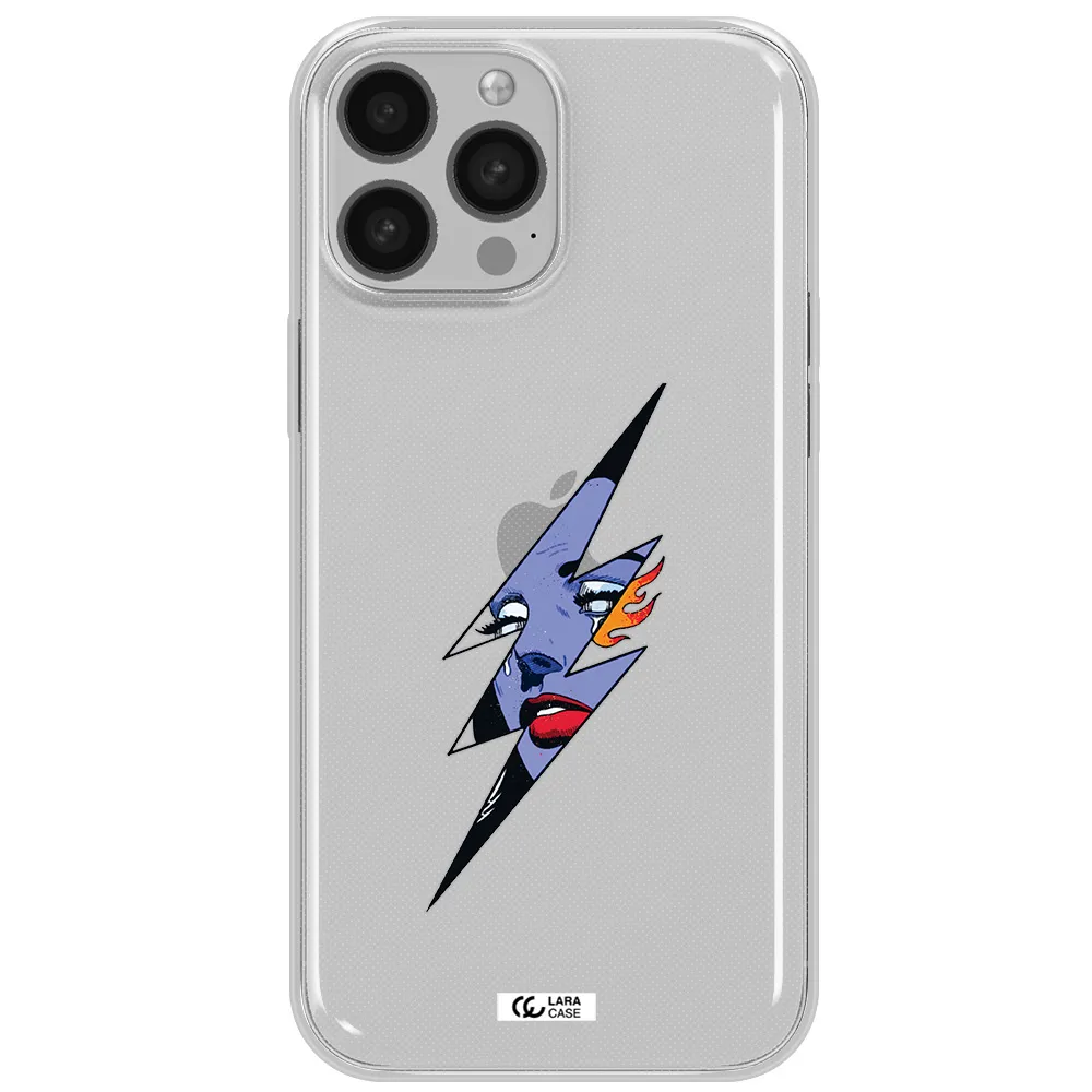a lightning bolt with a woman's face Apple iPhone 13 Pro Clear TPU Case