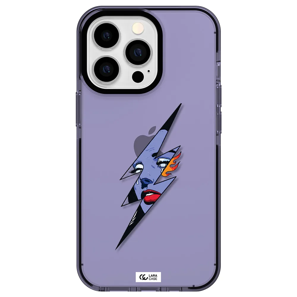 a lightning bolt with a woman's face Apple iPhone 13 Pro impact Lilac Case