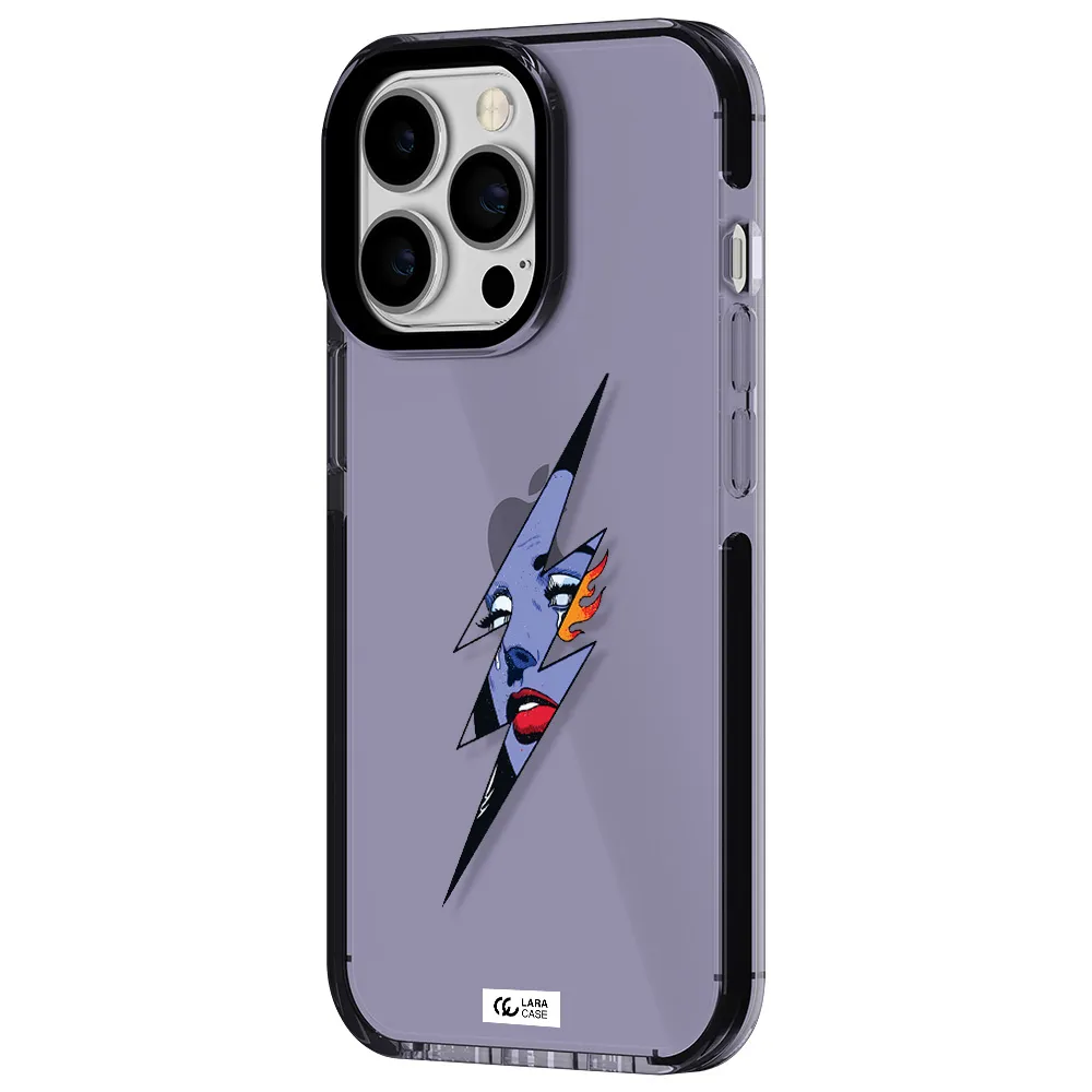 a lightning bolt with a woman's face Apple iPhone 13 Pro impact Lilac Case