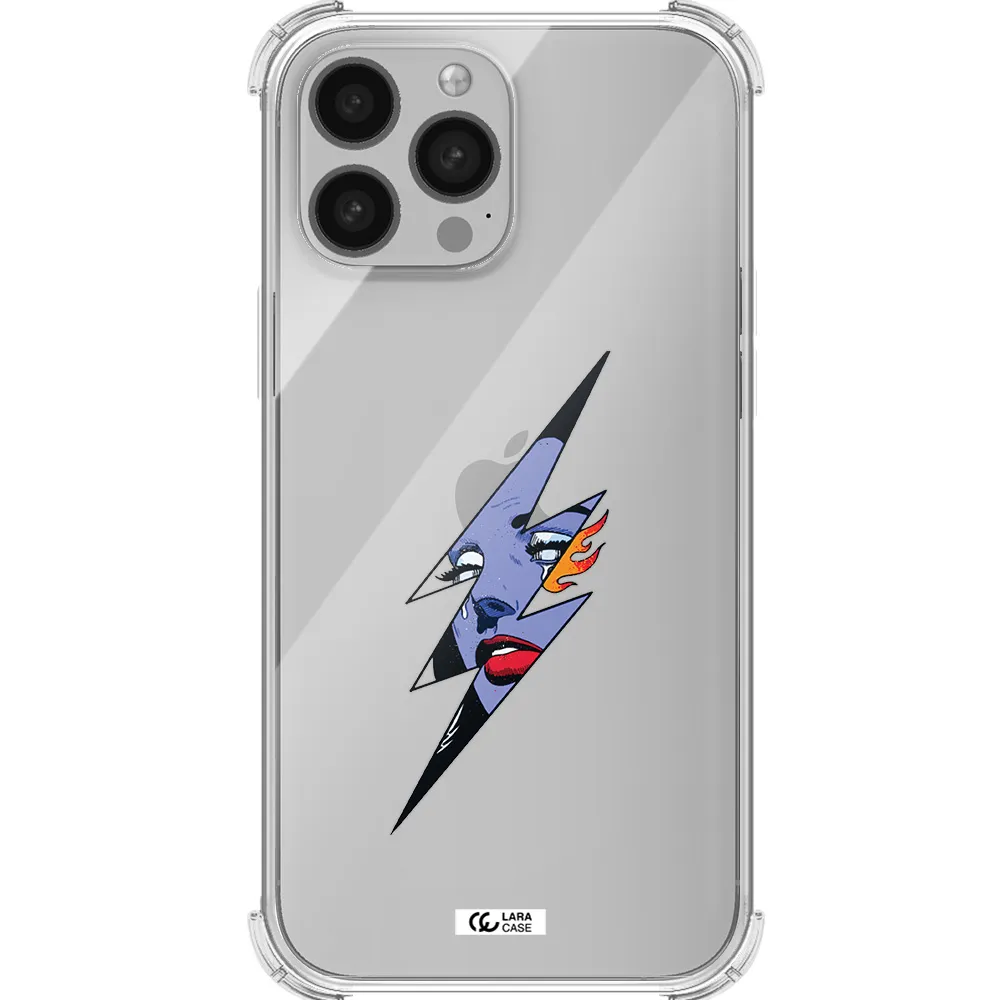 a lightning bolt with a woman's face Apple iPhone 13 Pro Max Clear PC Case