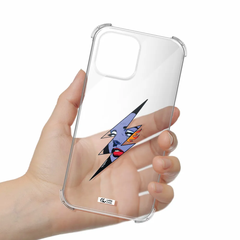 a lightning bolt with a woman's face Apple iPhone 13 Pro Max Clear PC Case
