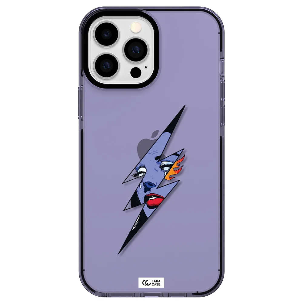 a lightning bolt with a woman's face Apple iPhone 13 Pro Max impact Lilac Case