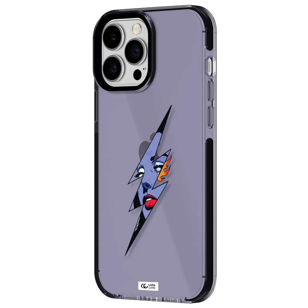 a lightning bolt with a woman's face Apple iPhone 13 Pro Max impact Lilac Case