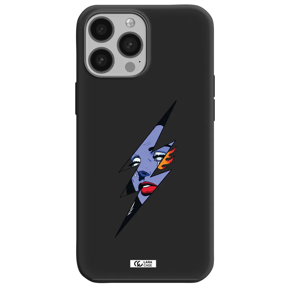 a lightning bolt with a woman's face Apple iPhone 13 Pro Max Silicone black Case