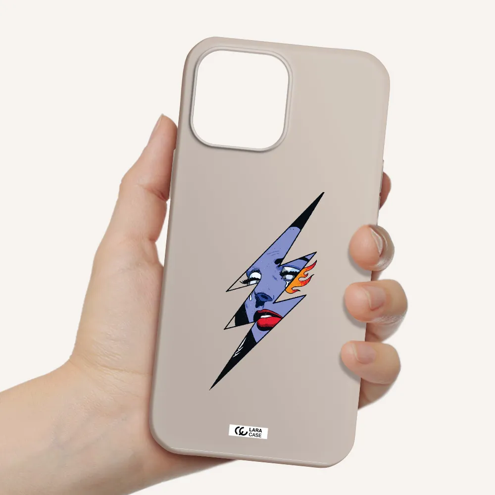 a lightning bolt with a woman's face Apple iPhone 13 Pro Silicone Stone Case